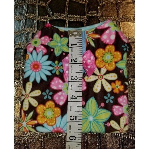 *FIRM* Tiny Dog/Cat Harness XS BROWN FLOWERS Handmade - Picture 6 of 7